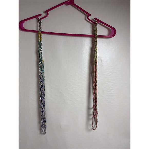 Chico's Jewelry - 2 Long‎ Chico's Necklace Colorful Beaded Womens Statement Necklaces Silver Claw